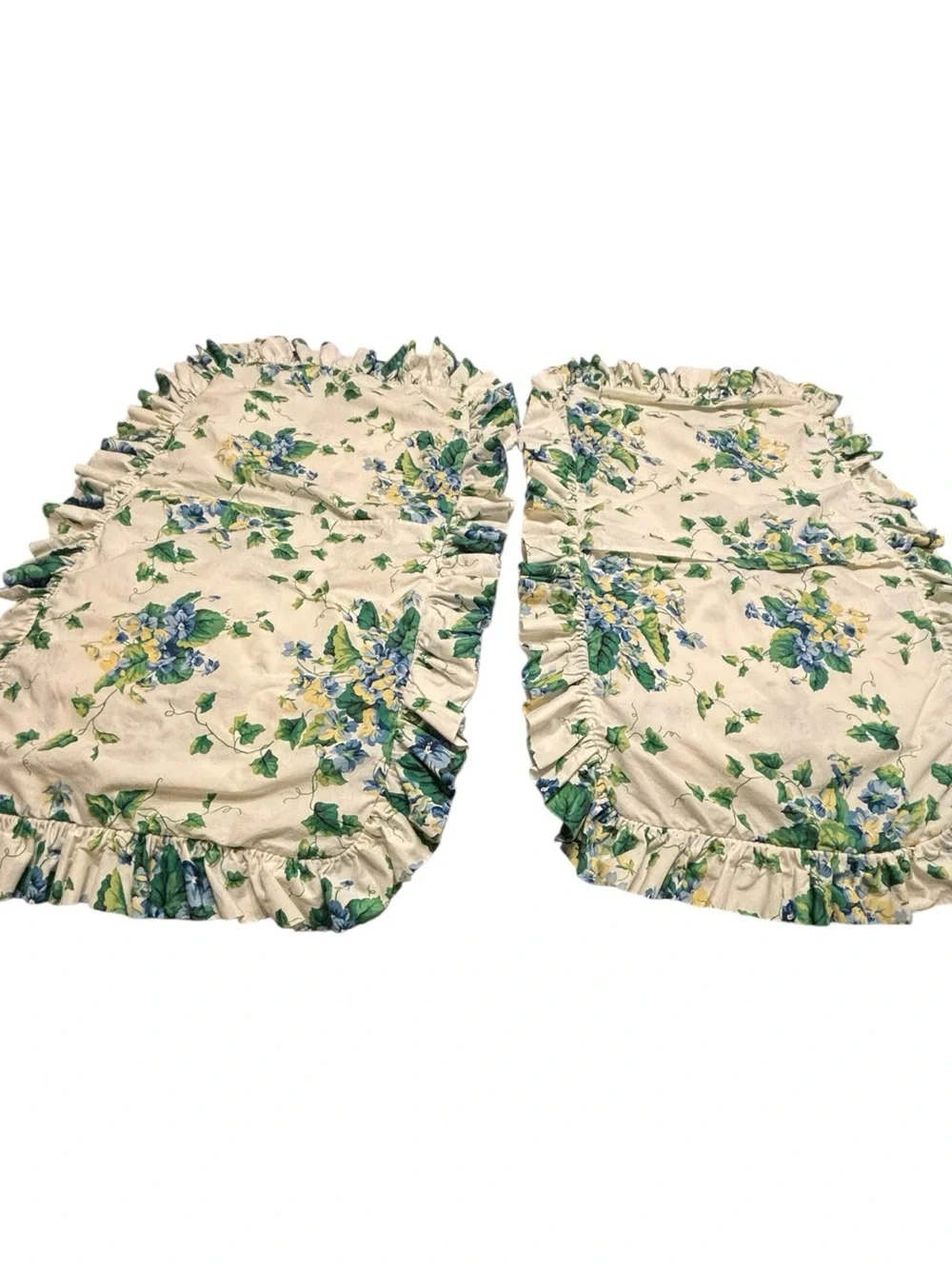 2 Waverly Home Sweet Violets Garden Room Pillow Shams Ivy Plaid Stripe Cord Trim